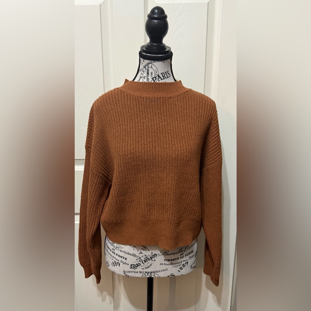 Lulu's Rust Brown Cut Out Twist Back Sweater Knit Oversized - Picture 5 of 10